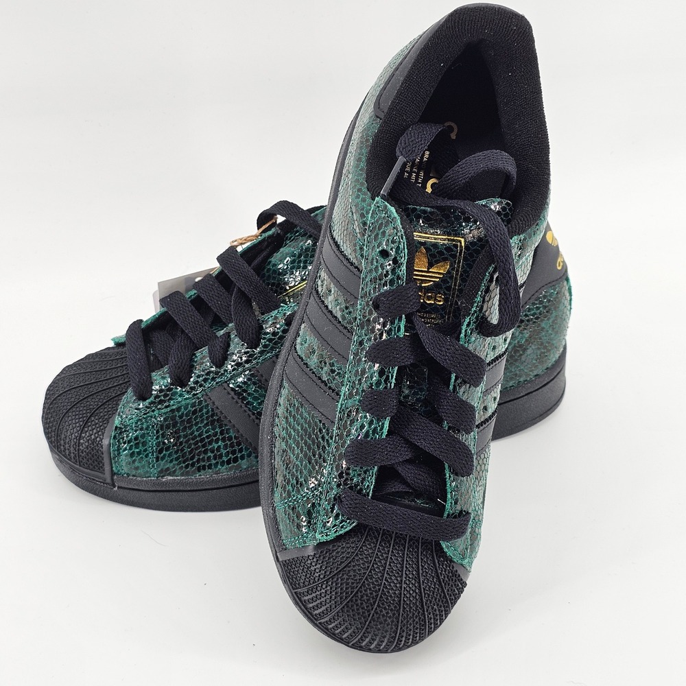 Adidas Superstar W Sneakers Womens 6 Green Black Snakeskin Shell Toe JP8159